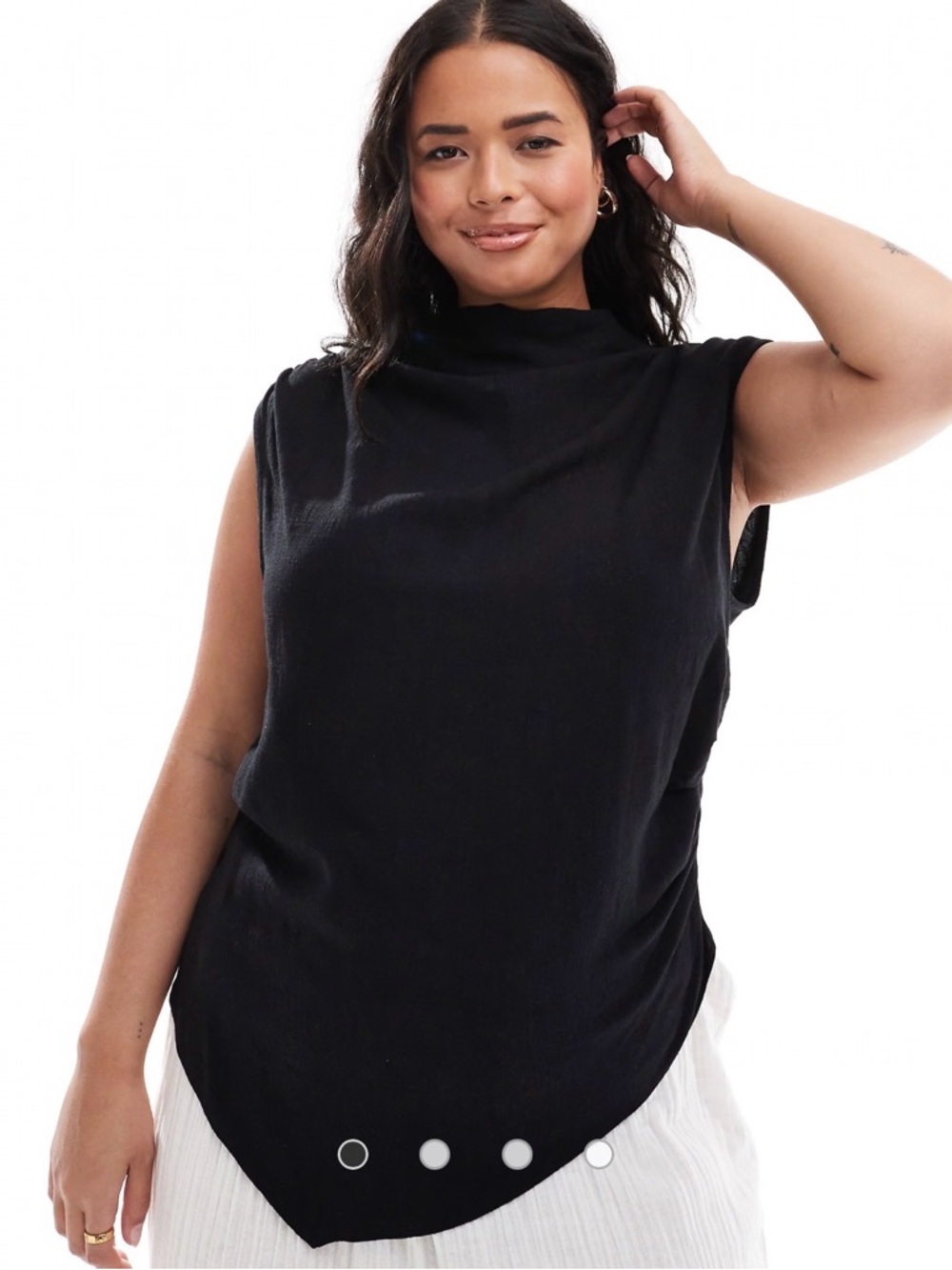 ASOS Design Linen Asymmetric Drape Top